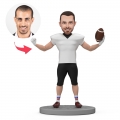 Custom Bobblehead American Football Player Celebrating in White Sportswear