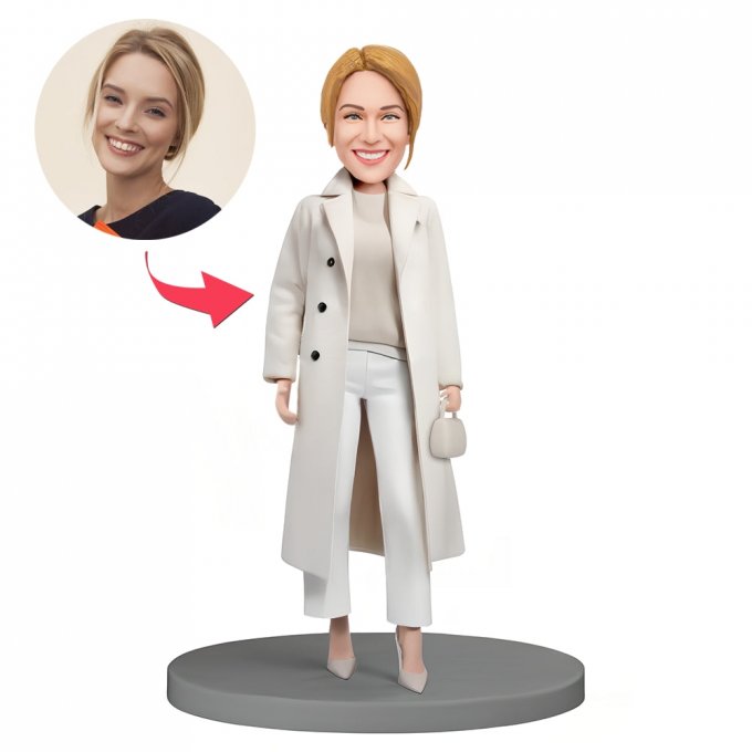 Custom Bobblehead Beautiful Woman in White Suit