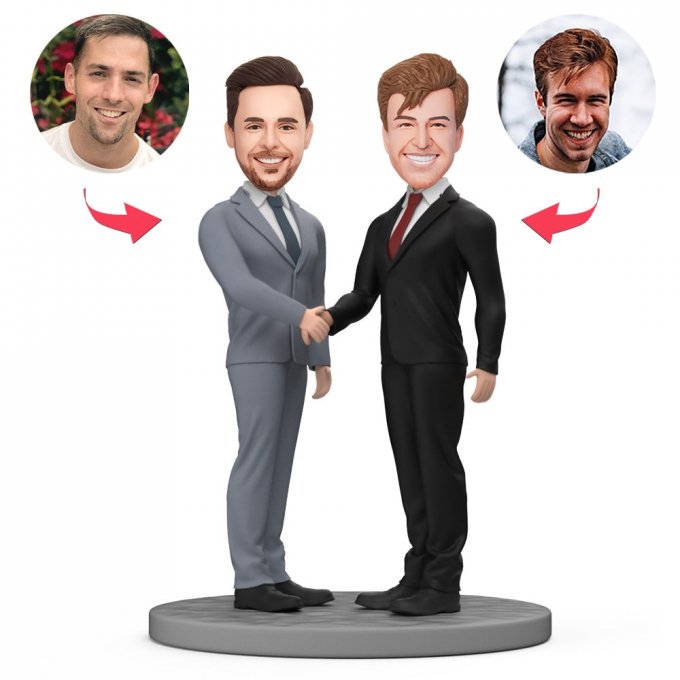 Custom Bobblehead Business Partners Shaking Hands