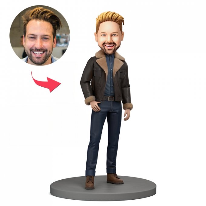 Custom Bobblehead Handsome and Stylish Men in Short Jackets