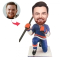 Custom Bobblehead Hockey Player Kneeling on The Ground Celebrating