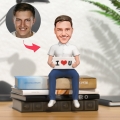 Custom Bobblehead Man in White Shirt Holding I love you Sign