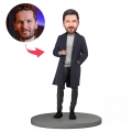 Custom Bobblehead Modern Man in Dark Blue Coat