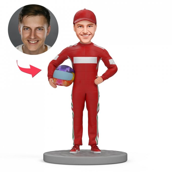 Custom Bobblehead | Race Car Driver With Helmet Gifts for Men