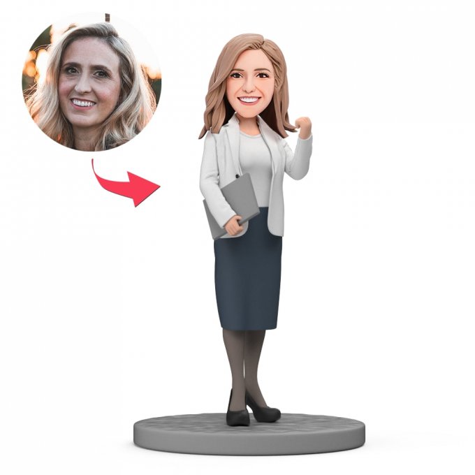 Custom BobbleheadBusiness Woman Holding Documents