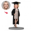 Custom Bobbleheads for Graduation - Female Graduate with White Dress