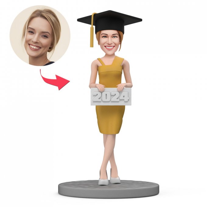 Custom Bobbleheads for Graduation Female with Yellow Dress Bobbleheads