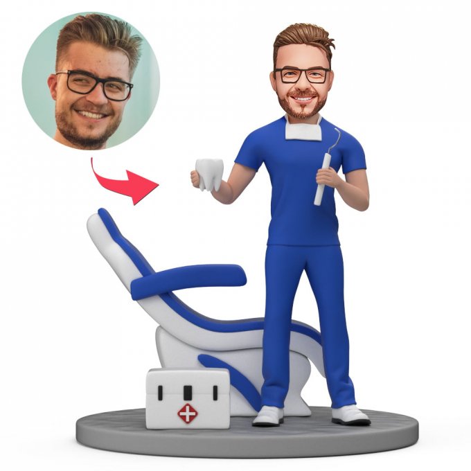 Custom Bobbleheads for Male Dentist with Engraved Text