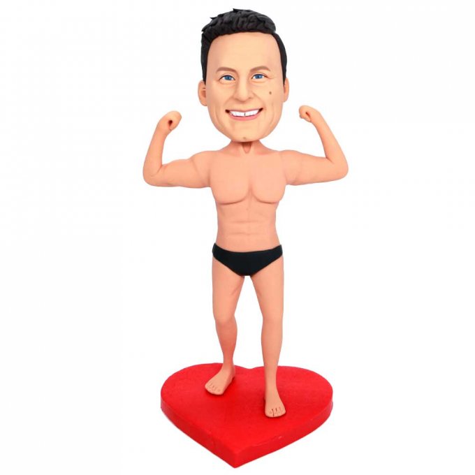 Custom Bodybuilder Male Bobbleheads In Black Panties