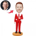 Custom Business Bobbleheads In Red Suit