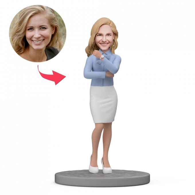 Custom Business Woman Bobblehead Confident Mature Businesswoman Working