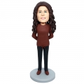 Custom Casual Female Bobbleheads In Sweater