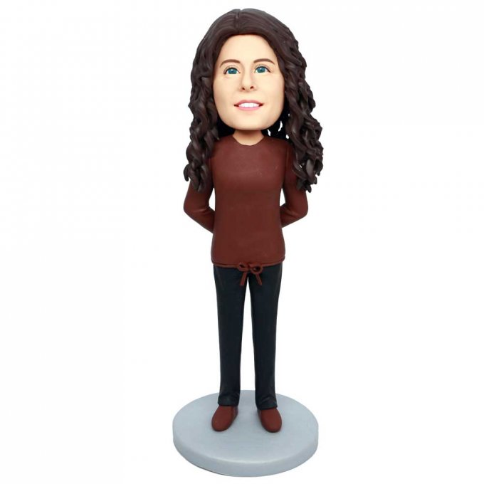 Custom Casual Female Bobbleheads In Sweater