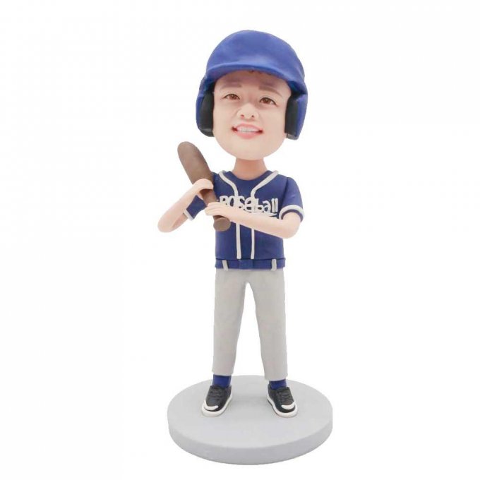 Custom Cool Boy Bobbleheads In Blue Baseball Uniform