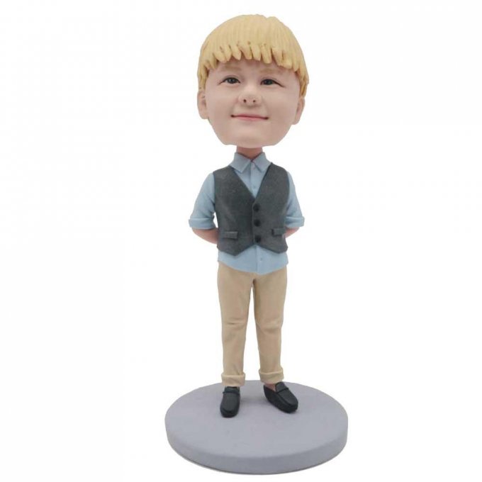 Custom Cool Boy Bobbleheads In Waistcoats