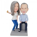 Custom Couple Bobbleheads Taking Photos With Phone