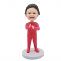 Custom Cute Baby Bobbleheads In Red Bodysuit