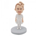 Custom Cute Baby Bobbleheads In White Dress