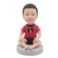 Custom Cute Baby Bobbleheads Sitting On The Ground