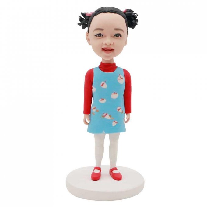 Custom Cute Girl Bobbleheads In Snowman Skirt