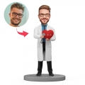 Custom Doctor Bobbleheads - Cardiologist Holding Red Heart