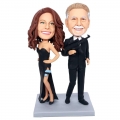 Custom Fbi Agent Couple Bobbleheads In Black Uniform Holding A Gun