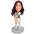 Custom Female Baseball Player Bobbleheads Holding A Baseball Bat