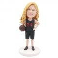 Custom Female Basketball Player Bobbleheads In Black Sportswear Holding A Basketball