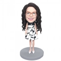 Custom Female Bobbleheads In Black And White Skirt