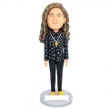 Custom Female Bobbleheads In Polka Dot Shirt