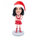 Custom Female Bobbleheads In Red Christmas Dress