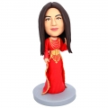 Custom Female Bobbleheads In Red Retro Dress