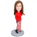 Custom Female Bobbleheads In Red Sweatshirt