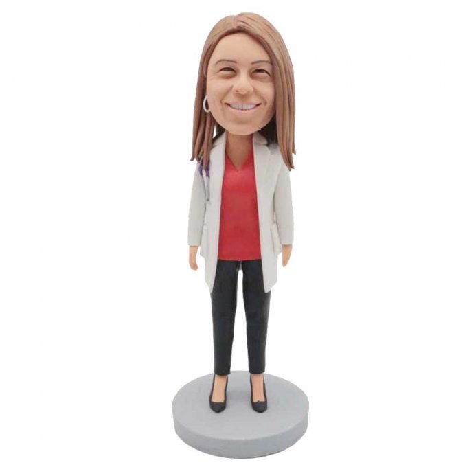 Custom Female Doctor Bobbleheads In White Coat