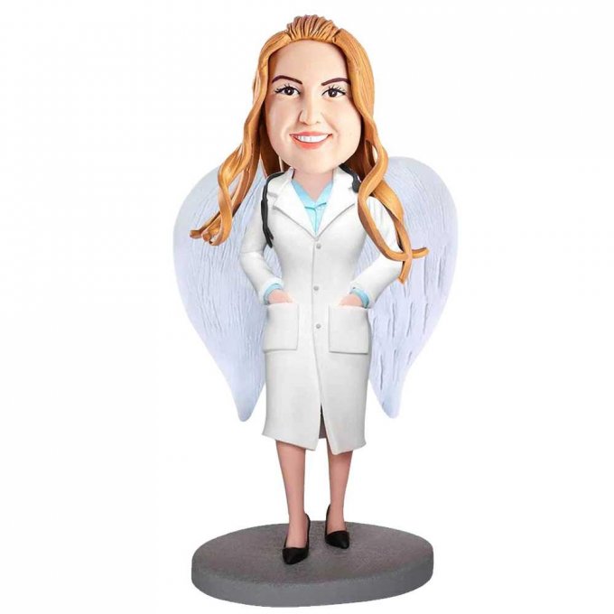 Custom Female Doctor Physician Bobbleheads With Wings