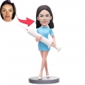 Custom Female Nurse Bobbleheads Holding A Syringe