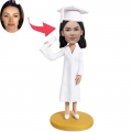 Custom Female Nurse Graduation Bobbleheads In White Gown