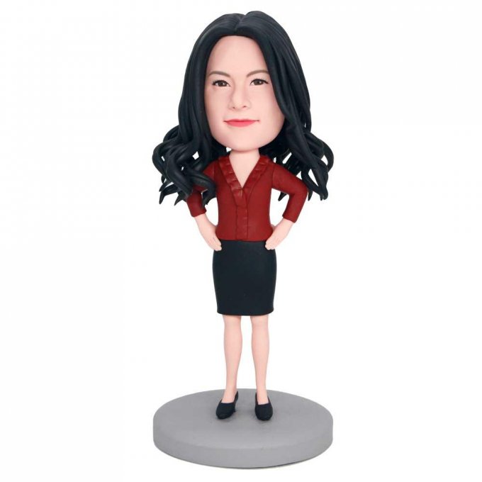 Custom Female Office Bobbleheads In Business Attire