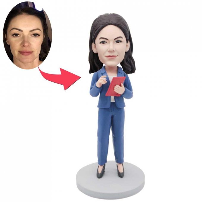 Custom female Office Manager Bobbleheads In Business Suit