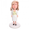 Custom Female Office Staff Bobbleheads In White Suit Skirt