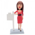 Custom Female Real Estate Realtor Bobbleheads In Red Uniform