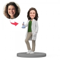 Custom Female Scientist/Researcher Bobblehead Holding Experimental Equipment