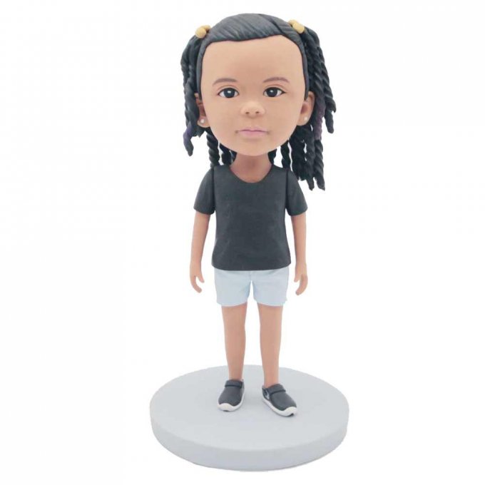 Custom Girl Bobbleheads In Black T-shirt