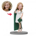 Custom Graduation Bobbleheads - Fashion White Dress Girl