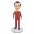 Custom Handsome Boy Bobbleheads In Maroon Casual Suit