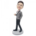 Custom Handsome Boy Bobbleheads In Suit And One Hand In Pocket