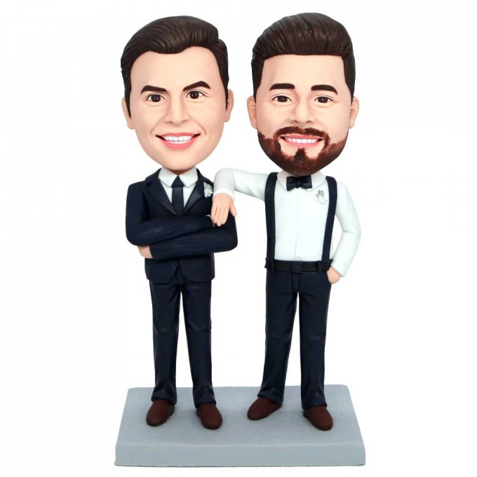 Custom Handsome Groom And His Groomsman Bobbleheads