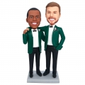 Custom Handsome Groomsmen Bobbleheads In Dark Green Suits