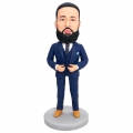 Custom Handsome Male Boss Bobbleheads In Dark Blue Suit