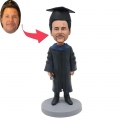 Custom Handsome Male Graduation Bobbleheads In Black Bachelor Uniform